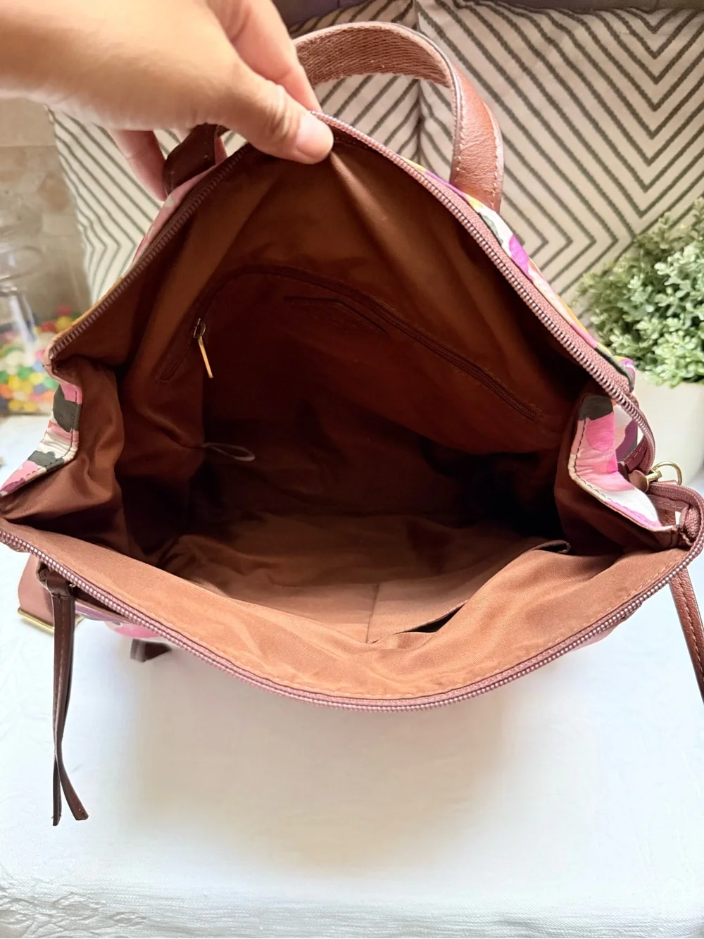 Fossil Pink Orange Multi Camo Backpack/Diaper  Tote